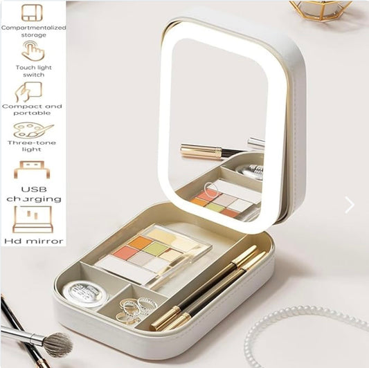 Espejo de maquillaje iluminado portatil