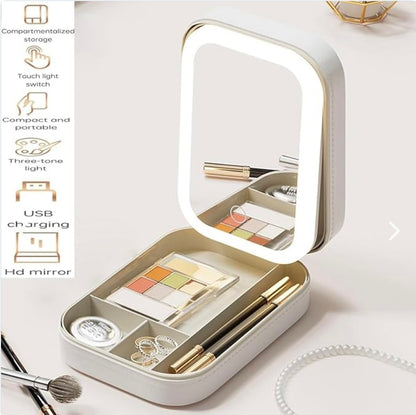 Espejo de maquillaje iluminado portatil